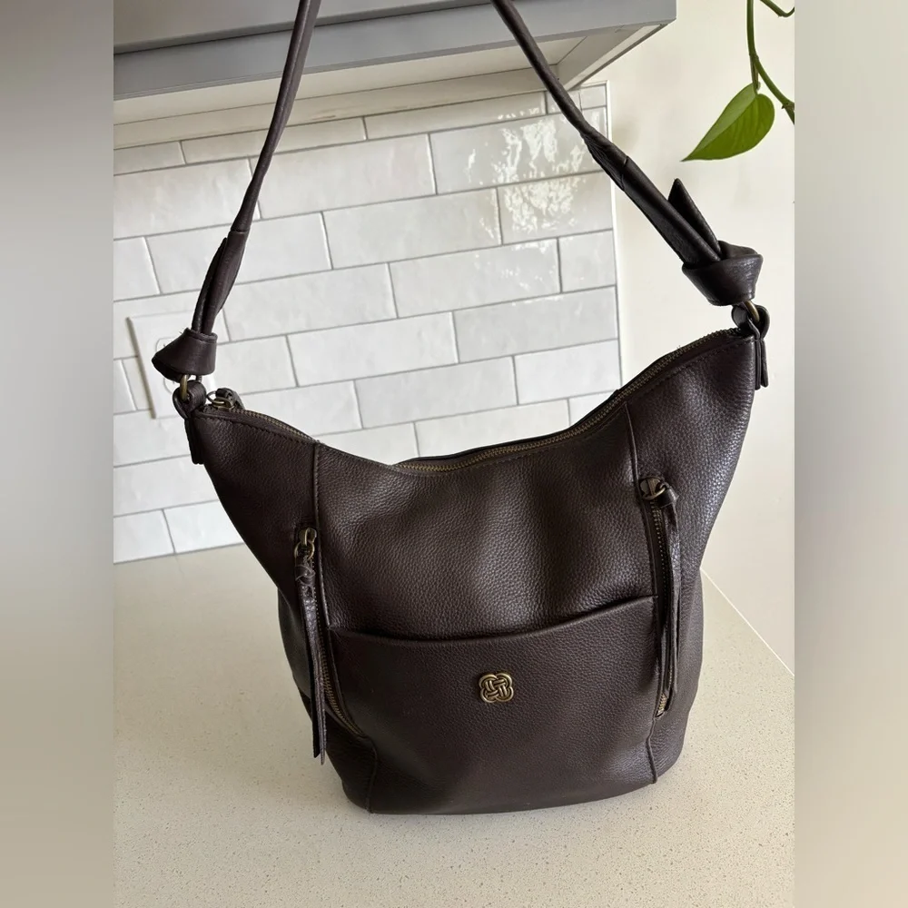 ELLIOTT LUCCA NEW BROWN GENUINE LEATHER TOTE SHOULDER BAG PURSE HANDBAG